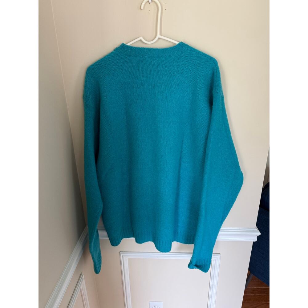 J. Crew | Men’s XLT 100% Wool Turquoise Crewneck Sweater Casual Lounge Preppy - Picture 7 of 11